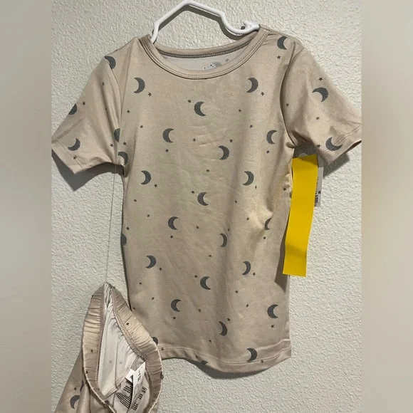 Cloud Island Toddler Moon & Stars Two Piece Pajama Set Tan Oeko Tex Size 5T - Picture 7 of 8
